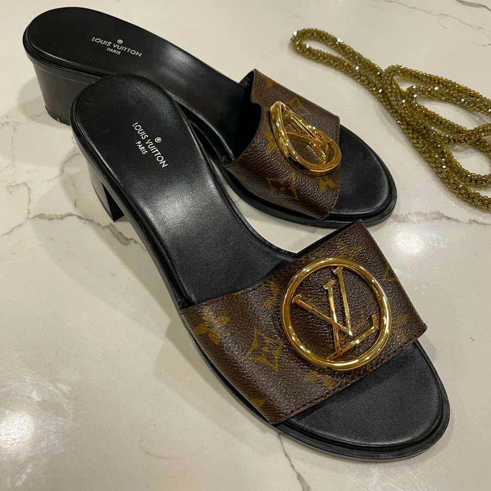 Louis Vuitton Lockit Brown Mule Sandals